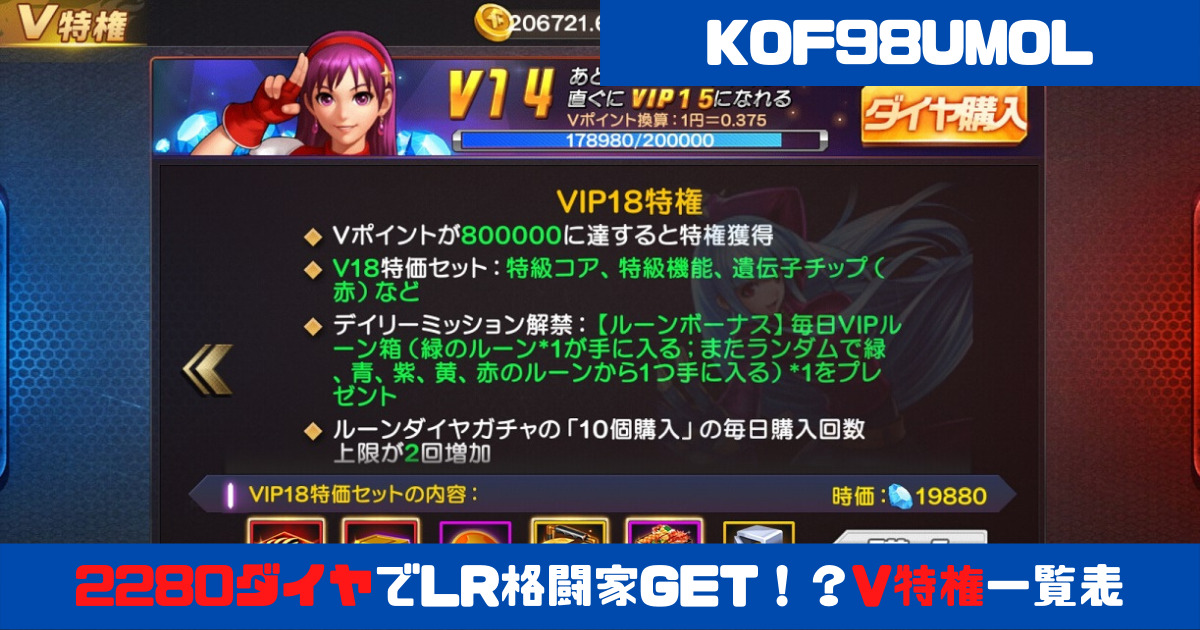 Kof98umol攻略 買わなきゃ損 V特権 報酬一覧表 21年最新版